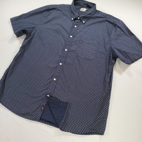 Faherty Shirt Mens 2XL Navy Blue All Over Print Casual Button Down Gorpcore - Picture 5 of 13
